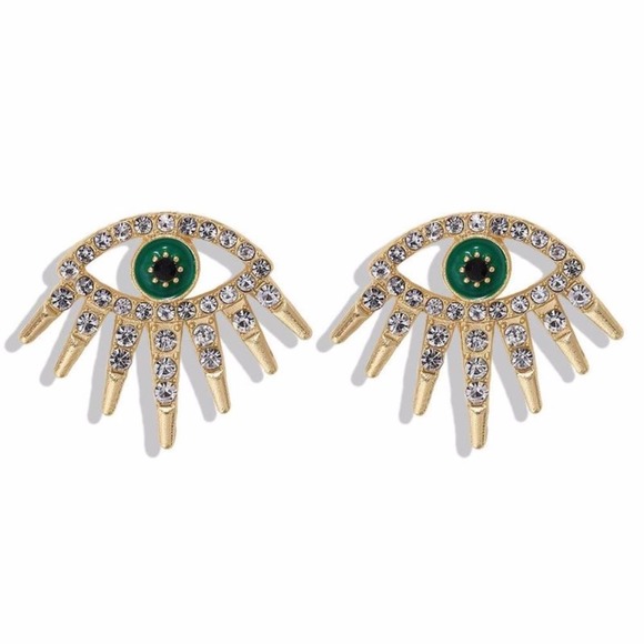Boutique Jewelry - Boho Eye Earrings Green Lashes Festival Trendy